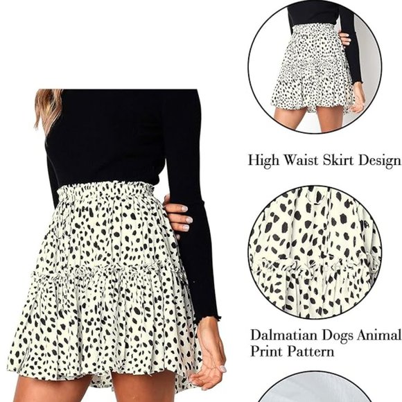 Women' Floral Layered Ruffles Tie up High Waist Short Pleated Skirt - Picture 2 of 4